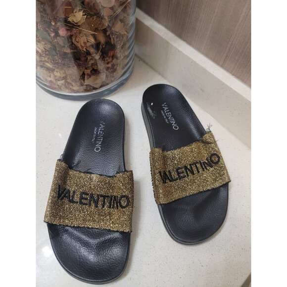 Valentino By Mario Valentino Solaia Locker Slide Women Size 6 EU 39 Black - Picture 1 of 7